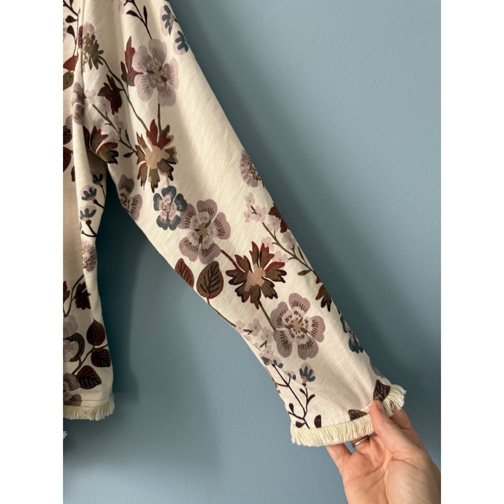 Spartina 449 MSRP $129 Floral Convertible Cardigan with Fringe Size Large Cotton - Picture 10 of 14